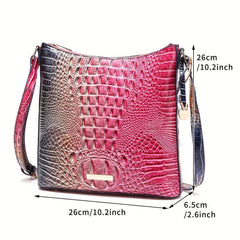 Crocodile Pattern Gradient Crossbody Bag PU Leather Textured Bag Purse