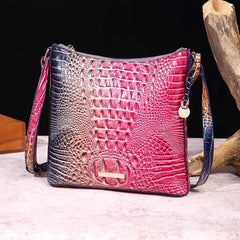 Crocodile Pattern Gradient Crossbody Bag PU Leather Textured Bag Purse