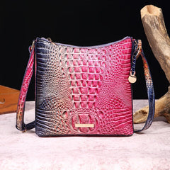 Crocodile Pattern Gradient Crossbody Bag PU Leather Textured Bag Purse