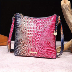 Crocodile Pattern Gradient Crossbody Bag PU Leather Textured Bag Purse