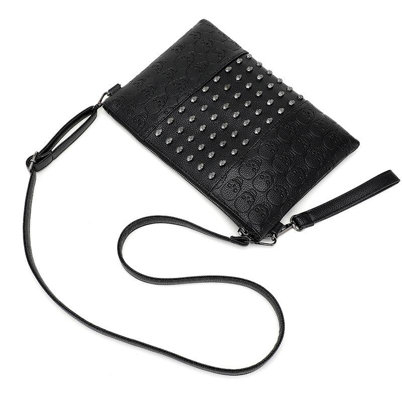 Gothic Skull Pattern Crossbody Bag Punk Shoulder Handbag For Halloween