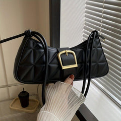 Geometric Embossed Shoulder Bag PU Underarm Bag Women's Casual Handbag