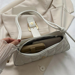 Geometric Embossed Shoulder Bag PU Underarm Bag Women's Casual Handbag