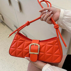 Geometric Embossed Shoulder Bag PU Underarm Bag Women's Casual Handbag
