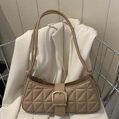 Geometric Embossed Shoulder Bag PU Underarm Bag Women's Casual Handbag