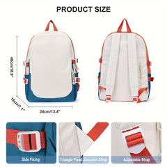 Large Capacity Colorblock Backpack Stylish Zipper Backpack For School