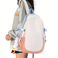 Large Capacity Colorblock Backpack Stylish Zipper Backpack For School