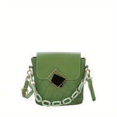 Geometric Pattern Shoulder Bag Flap Crossbody with Chain Decor