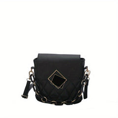 Geometric Pattern Shoulder Bag Flap Crossbody with Chain Decor