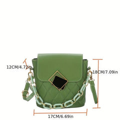 Geometric Pattern Shoulder Bag Flap Crossbody with Chain Decor