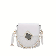 Geometric Pattern Shoulder Bag Flap Crossbody with Chain Decor