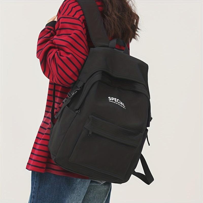 Nylon Laptop Backpack Preppy Style Schoolbag