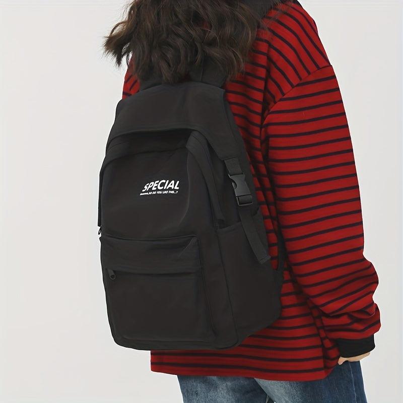 Nylon Laptop Backpack Preppy Style Schoolbag