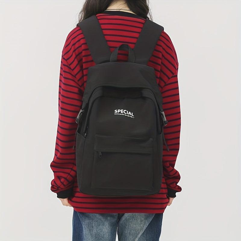 Nylon Laptop Backpack Preppy Style Schoolbag
