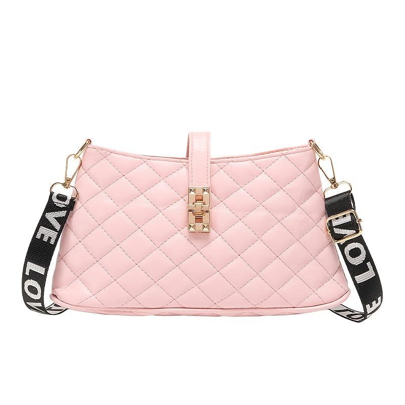 Quilted Detail Crossbody Bag Twist Lock Shoulder Bag