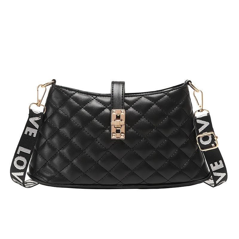 Quilted Detail Crossbody Bag Twist Lock Shoulder Bag