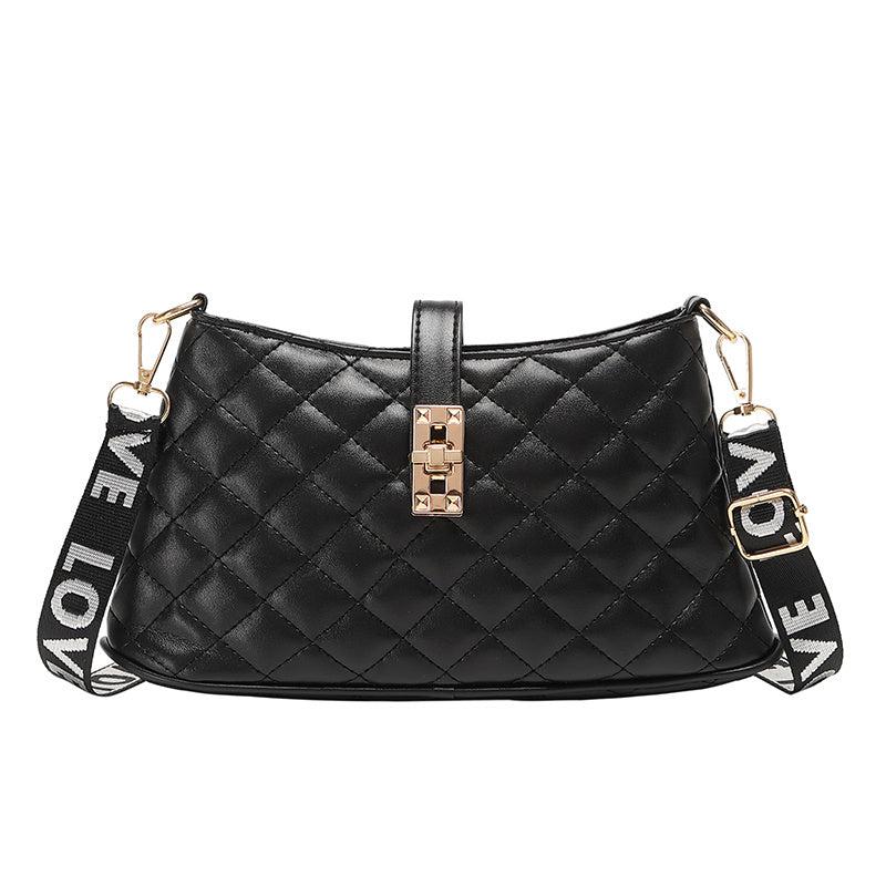 Quilted Detail Crossbody Bag Twist Lock Shoulder Bag