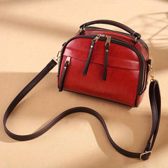 Retro Crossbody Bag Vegan Leather Handbag Top Handle Purse