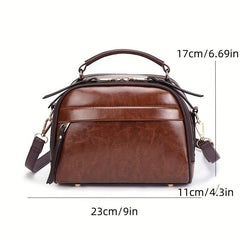Retro Crossbody Bag Vegan Leather Handbag Top Handle Purse