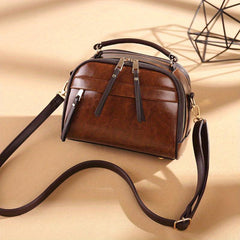 Retro Crossbody Bag Vegan Leather Handbag Top Handle Purse