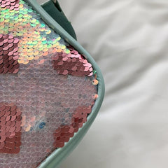 Sequins Heart Pattern Small Shoulder Bag PU Leather Crossbody Purse Work
