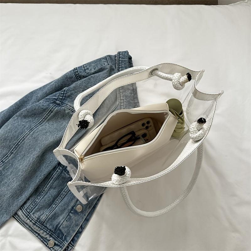 2pc Transparent Tote Bag Set - Jelly Shoulder Bag