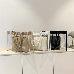 2pc Transparent Tote Bag Set - Jelly Shoulder Bag