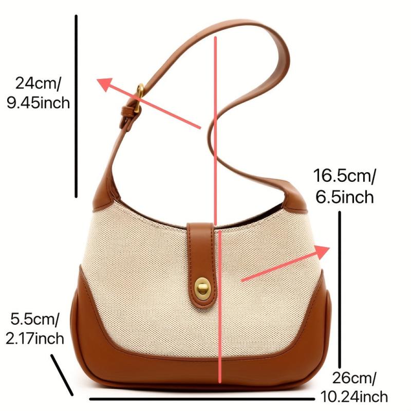 Vintage Canvas Hobo Bag Contrast Shoulder Splicing Purse