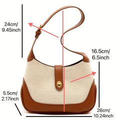 Vintage Canvas Hobo Bag Contrast Shoulder Splicing Purse