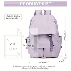 Preppy Solid Backpack School Minimalist Storage Daypack All Match Versatile