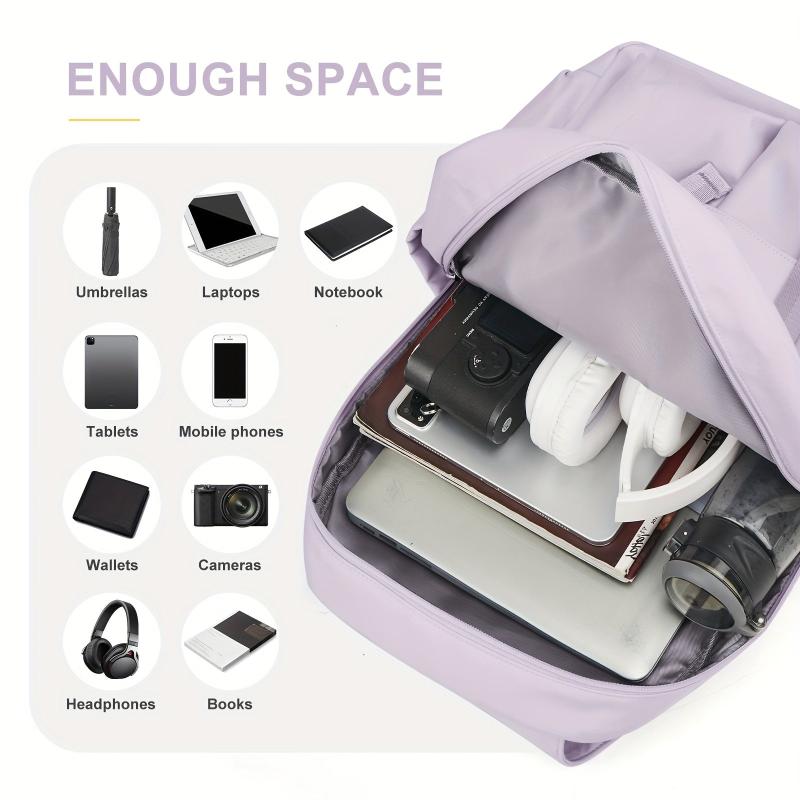 Preppy Solid Backpack School Minimalist Storage Daypack All Match Versatile