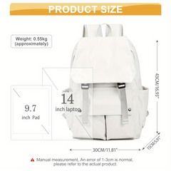 Preppy Solid Backpack School Minimalist Storage Daypack All Match Versatile