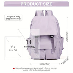 Preppy Solid Backpack School Minimalist Storage Daypack All Match Versatile