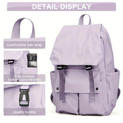 Preppy Solid Backpack School Minimalist Storage Daypack All Match Versatile