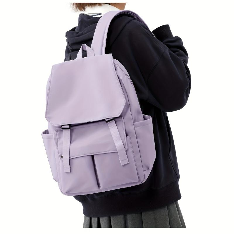 Preppy Solid Backpack School Minimalist Storage Daypack All Match Versatile