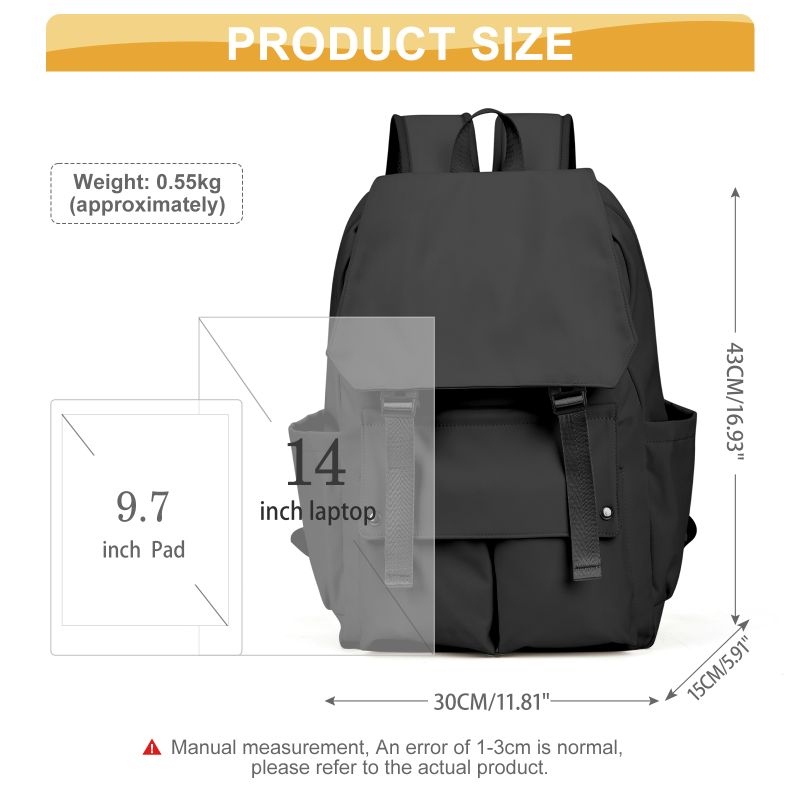 Preppy Solid Backpack School Minimalist Storage Daypack All Match Versatile