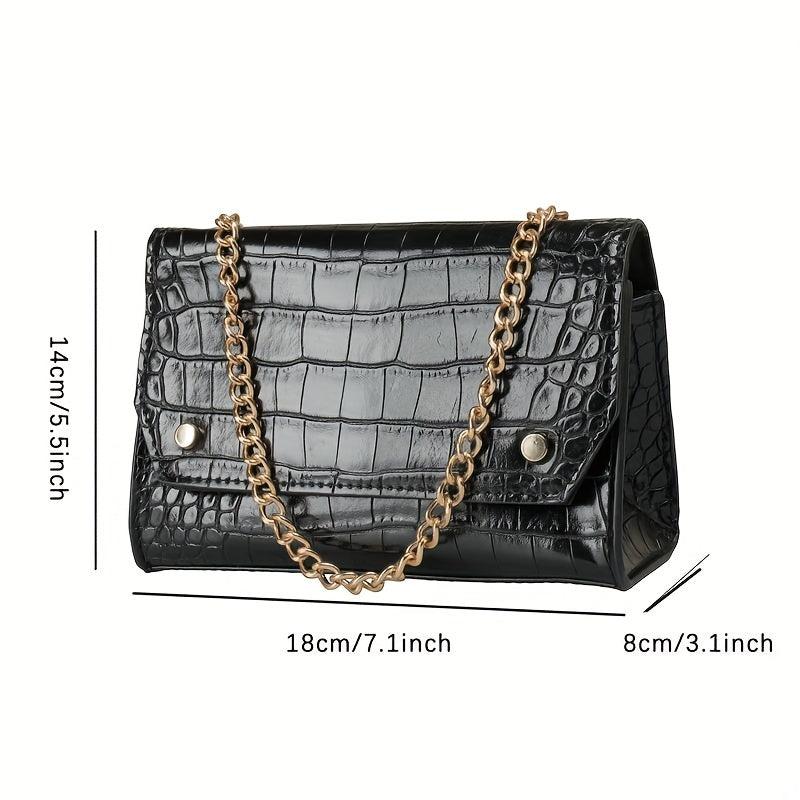 Vintage Crocodile Pattern Shoulder Bag for Women