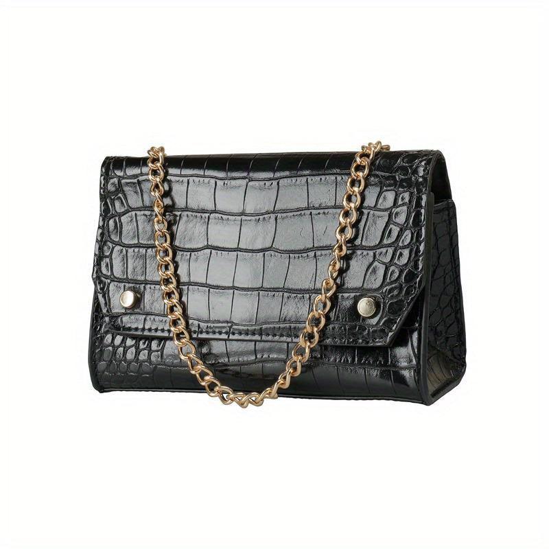 Vintage Crocodile Pattern Shoulder Bag for Women