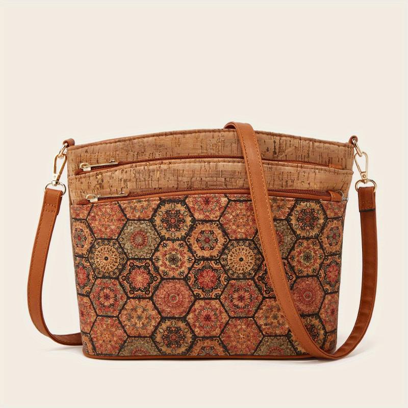 Vintage Flower Print Shoulder Bag Classic Crossbody Bag