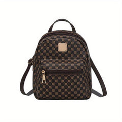 Geometric Pattern Backpack Faux Leather Daypack School Bag