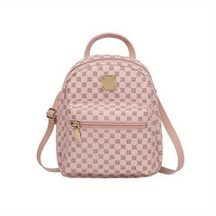 Geometric Pattern Backpack Faux Leather Daypack School Bag