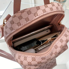 Geometric Pattern Backpack Faux Leather Daypack School Bag