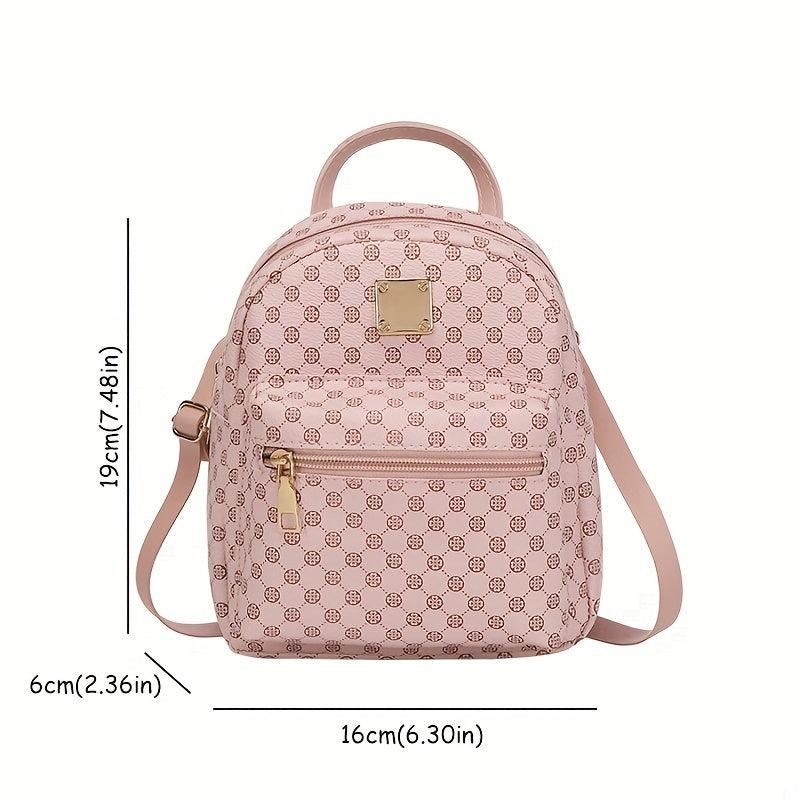 Geometric Pattern Backpack Faux Leather Daypack School Bag