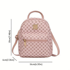 Geometric Pattern Backpack Faux Leather Daypack School Bag