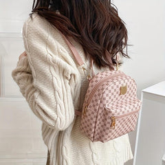 Geometric Pattern Backpack Faux Leather Daypack School Bag