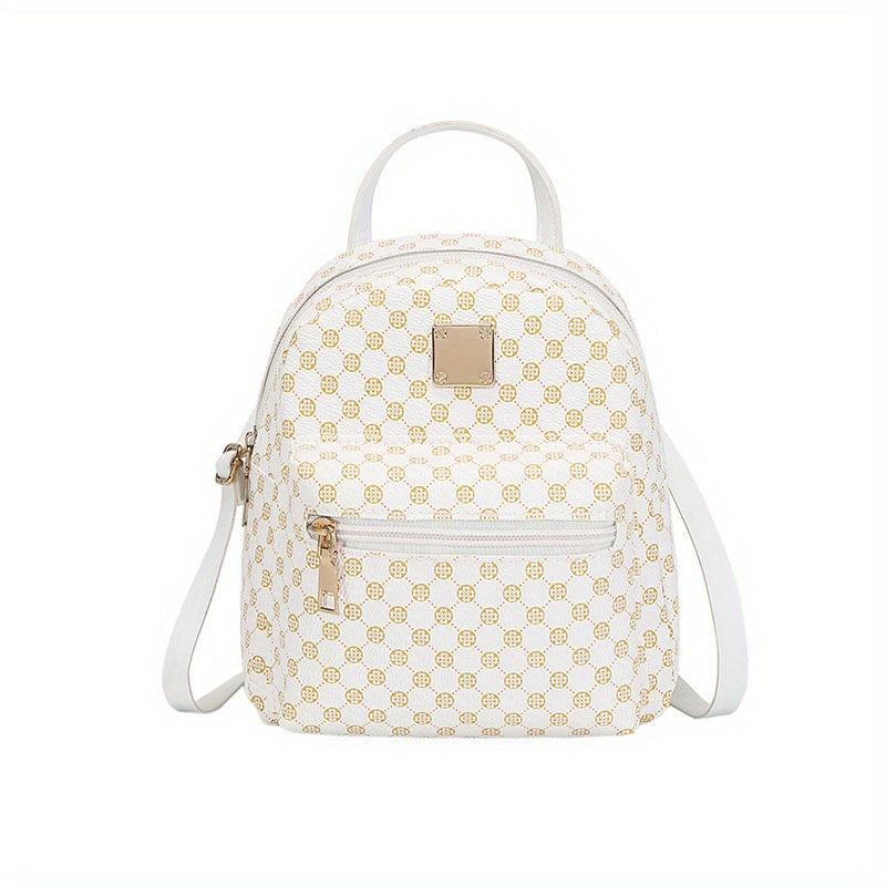 Geometric Pattern Backpack Faux Leather Daypack School Bag