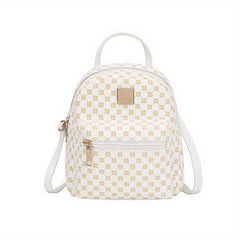 Geometric Pattern Backpack Faux Leather Daypack School Bag