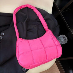 Quilted Shoulder Hobo Bag Padded Underarm Bag Casual Handbag & Purse