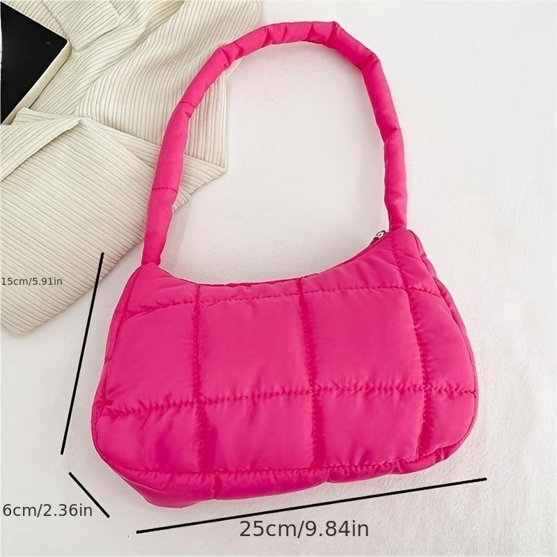 Quilted Shoulder Hobo Bag Padded Underarm Bag Casual Handbag & Purse