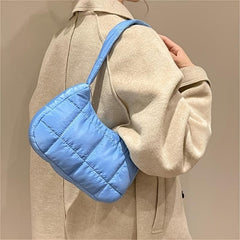 Quilted Shoulder Hobo Bag Padded Underarm Bag Casual Handbag & Purse